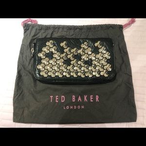 Ted Baker Leather Clutch with Silver Metal Accents